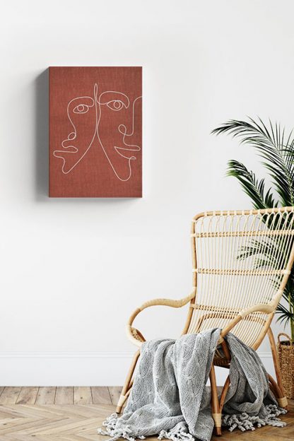 Genderless line art print canvas in interior