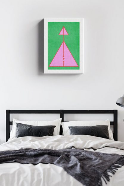 Memphis art half pink triangle and line canvas