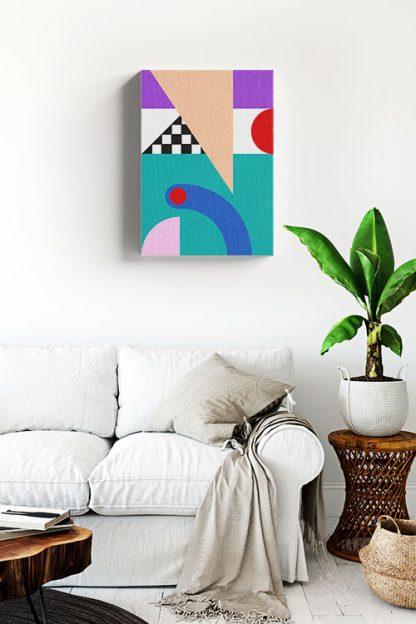 Memphis art checkered and triangle canvas