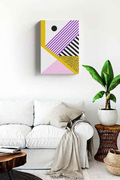 Memphis art violet diagonal lines and pattern canvas