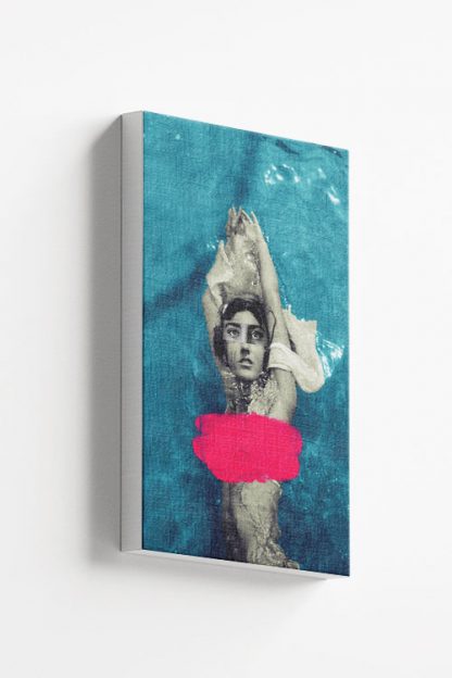 Swimmer covered in pink canvas