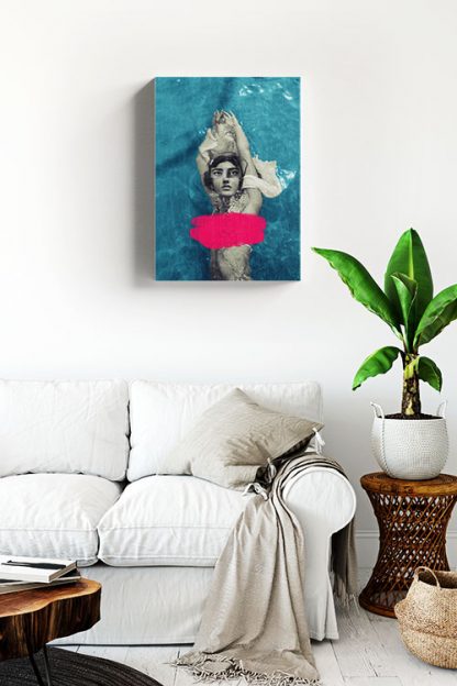 Swimmer covered in pink canvas