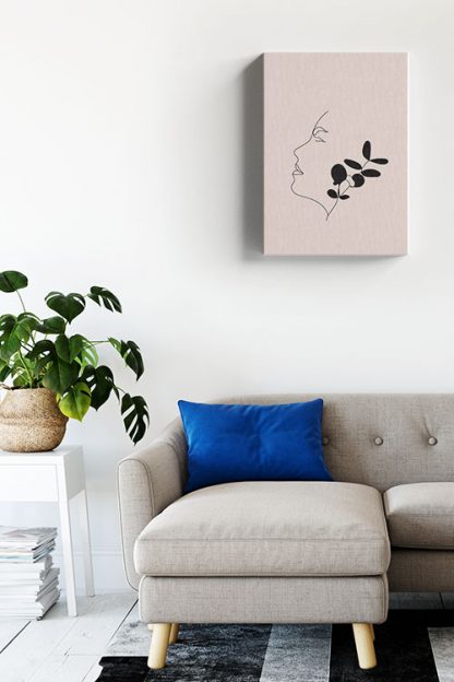 Girly face line art No5 canvas in interior