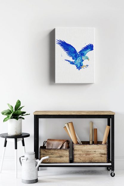 Blue Watercolor Eagle Canvas