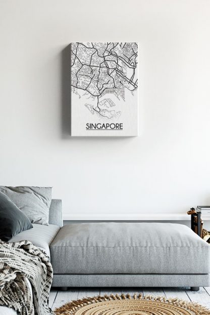 Singapore map Line art Canvas