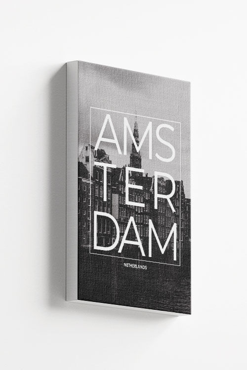 Amsterdam B&W Typo Canvas