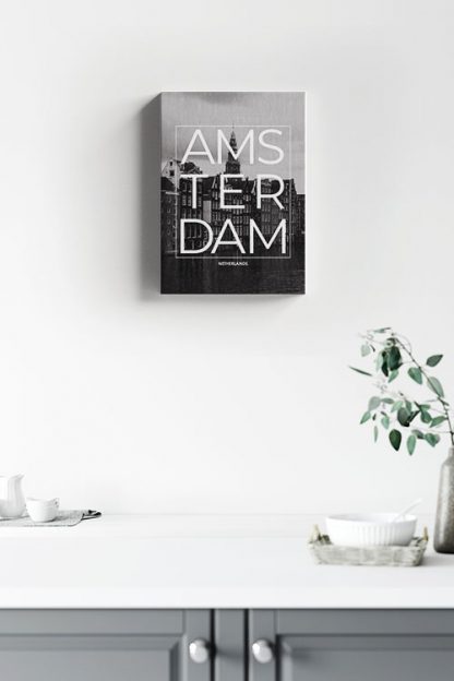 Amsterdam B&W Typo Canvas