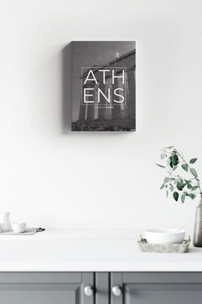 Athens B&W Typo Canvas