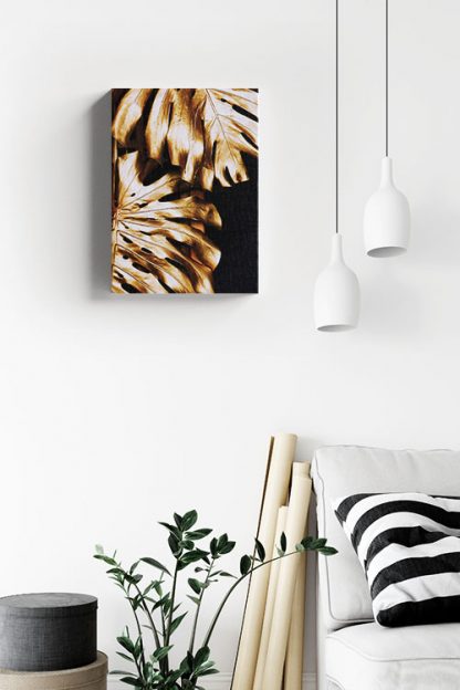 Golden tropical leaves Canvas