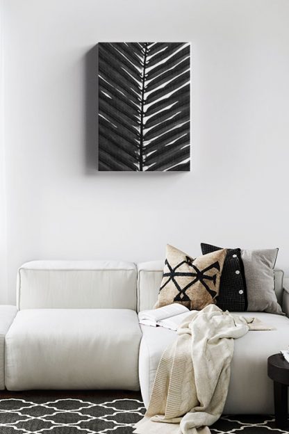 Vertical palm leaves B&W Canvas