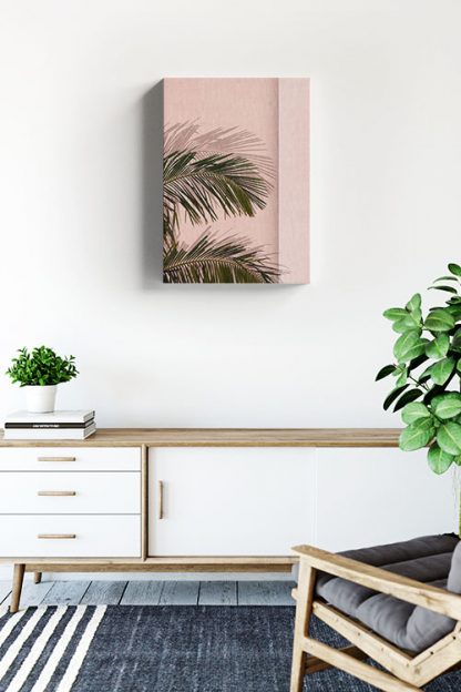 Palm leaves in pinkish background canvas