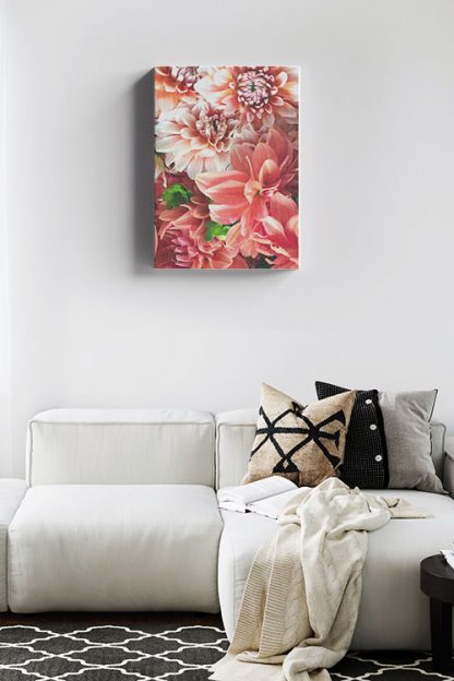 Pink dahlias canvas