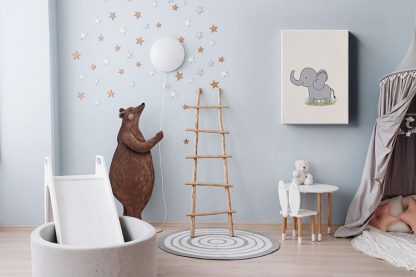 Cute Elephant on grass Canvas in interior