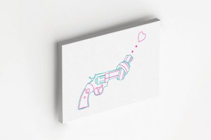 Non violence gun line art with heart canvas