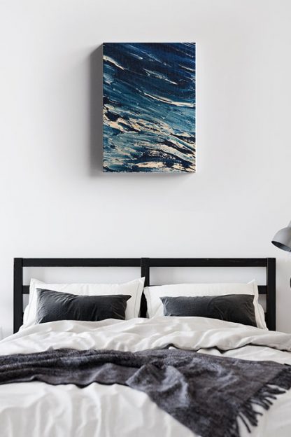 Blue water waves on canvas canvas