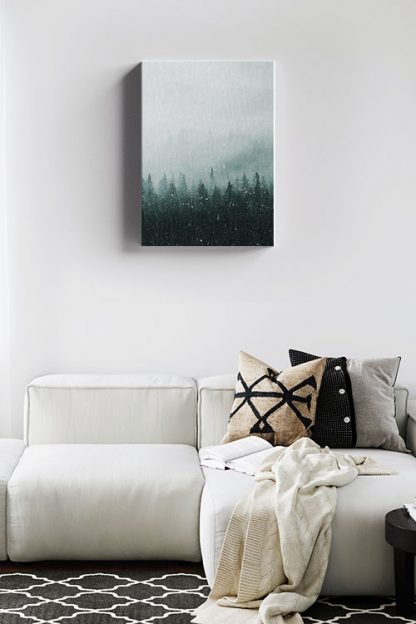 Foggy mountain and pine trees no3 canvas