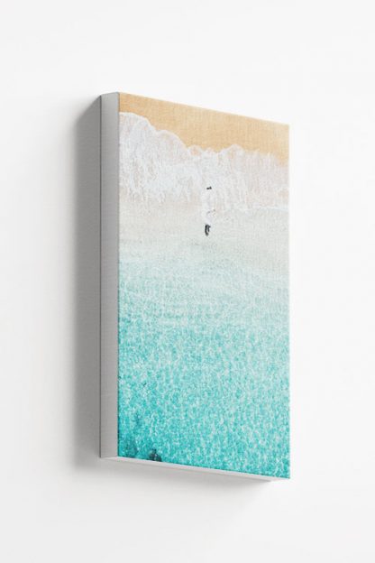 Bird flying on shore canvas