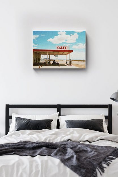 Cafe on the road canvas