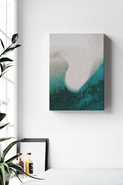 Water forming shape on shore canvas