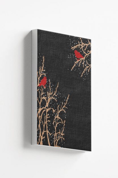 Red birds on branch Canvas