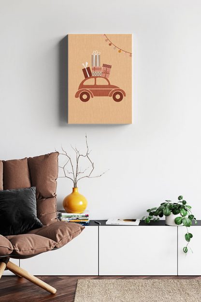 Christmas car with gifts Canvas