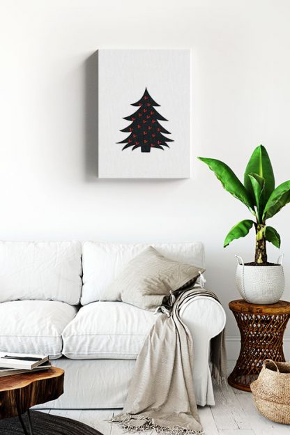 Black Christmas tree and red scribbles Canvas