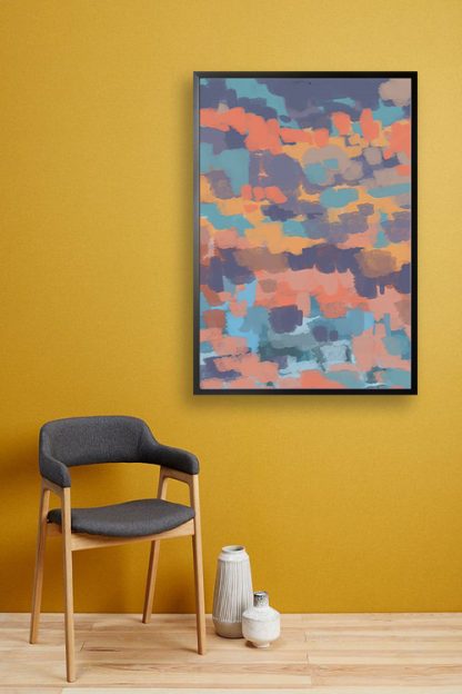 Orange and teal clouds abstract Poster