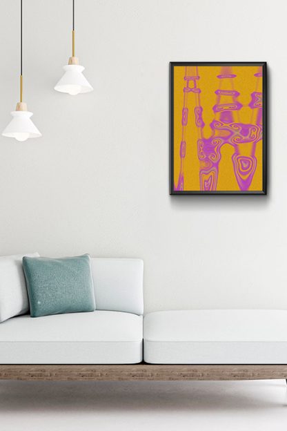 Abstract color mustard and purple grain Poster