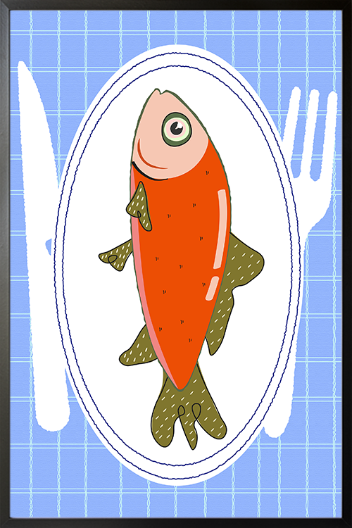 Fish in plate Poster