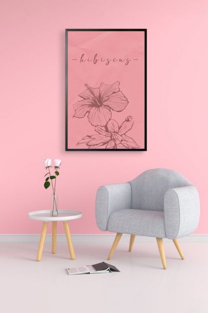 Hibiscus on pink Poster