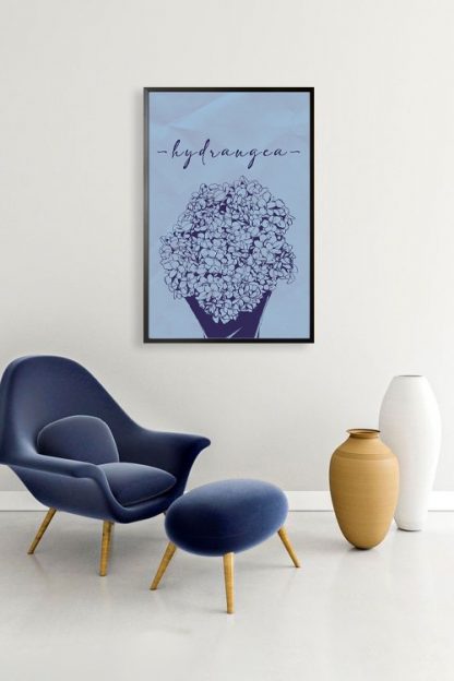 Hydrangea on blue Poster