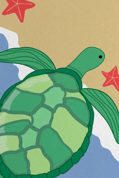 Cute Turtle on Seashore Poster