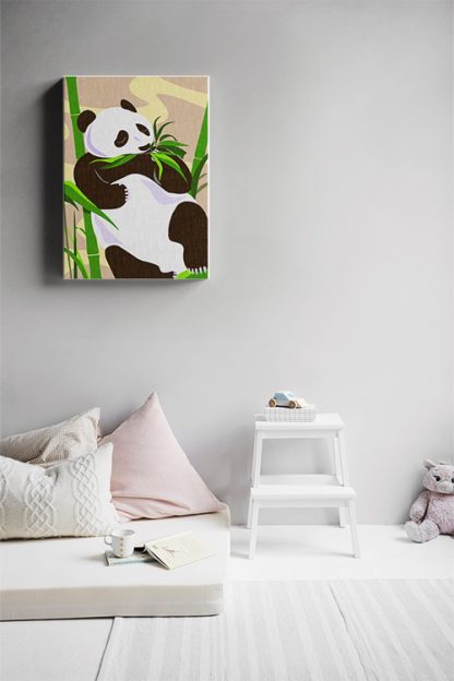 Cute Panda Eating Bamboo Canvas