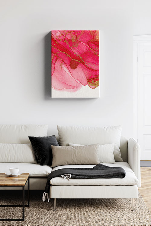 Abstract pink with gold dust canvas