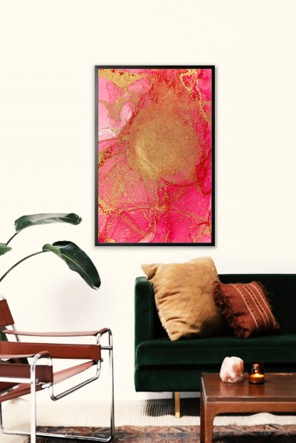 Abstract pink with gold dust no. 2 poster