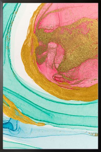 Abstract turquoise blue with gold dust no. 1 poster