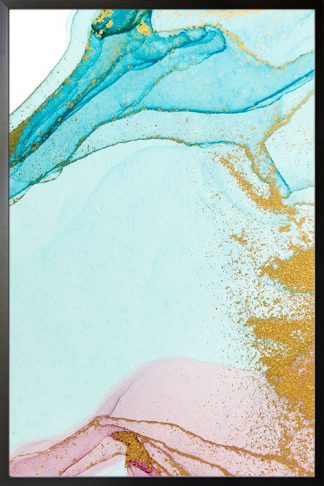 Abstract turquoise blue with gold dust no. 2 poster