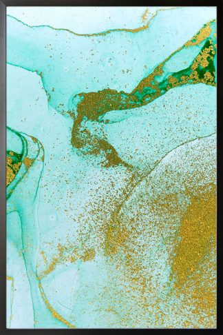 Abstract turquoise blue with gold dust no. 3 poster