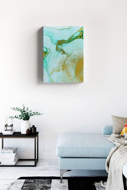 Abstract turquoise blue with gold dust no. 3 canvas