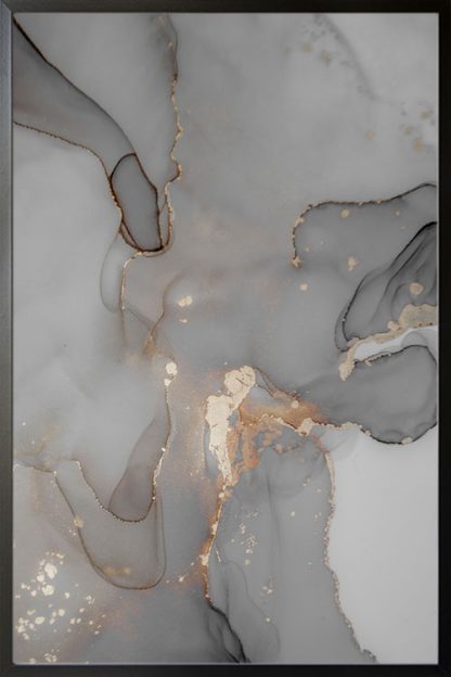 Abstract gray shade with gold dust no. 1 poster