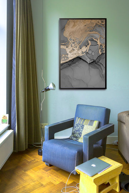 Abstract gray shade with gold dust no. 2 poster